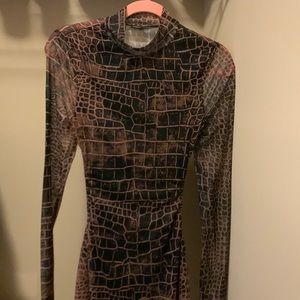 Brown and Black Animal Print BackOut Dress